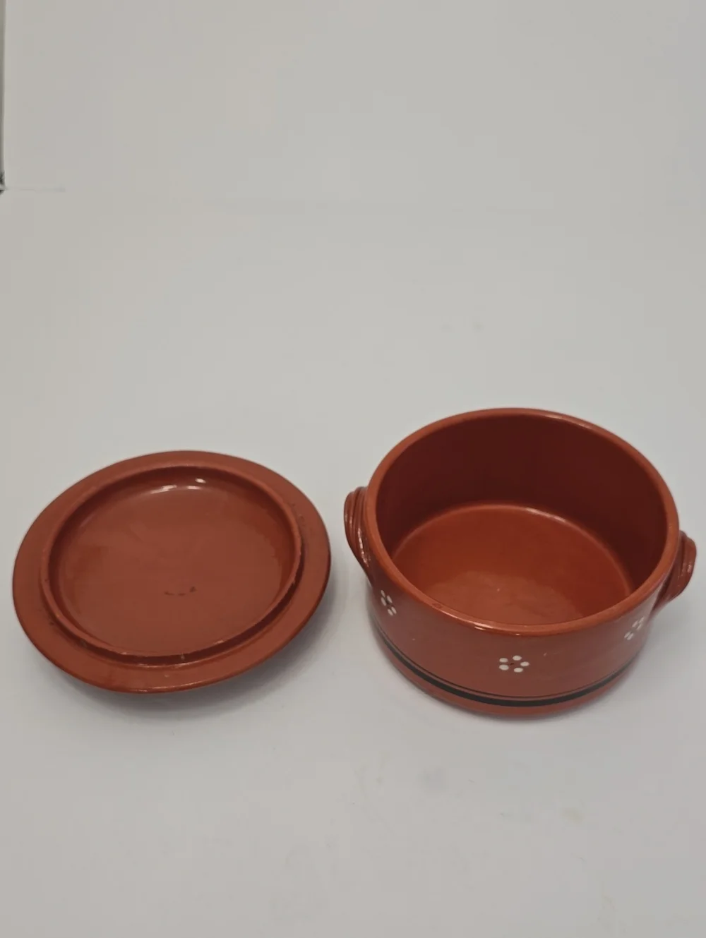 Portuguese Terracotta Clay Casserole Dish Handpainted Panela De Barro